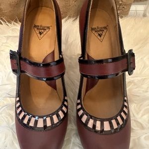 John Fluevog Resurrection Buckled Mary Jane Heel Burgundy DISCONTINUED